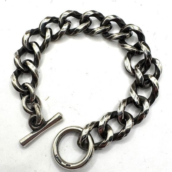 Gaboratory Gabor Vintage Silver Gush Cuban Link Biker BRACELET 925 - Picture 10 of 11